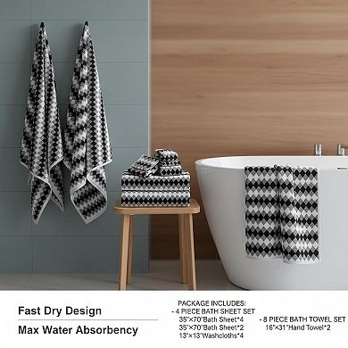 8 Piece Bathroom Towel Set 600gsm Soft Absorbent Quick Dry