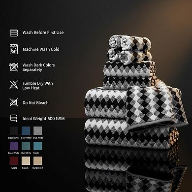 8 Piece Bathroom Towel Set 600gsm Soft Absorbent Quick Dry