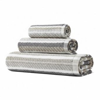 Bathroom Towel Set 100% Cotton Highly Absorbent Yarn-dyed Low-linting Fade-resistant 3 pc