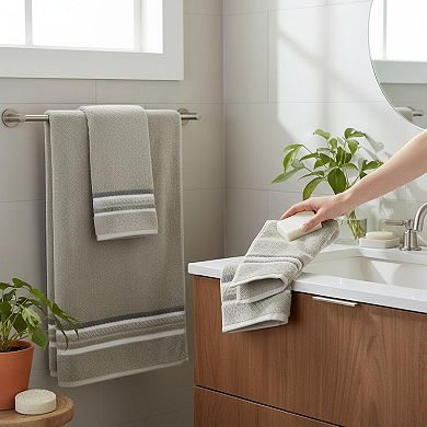 Bathroom Towel Set 100% Cotton Highly Absorbent Yarn-dyed Low-linting Fade-resistant 3 Piece