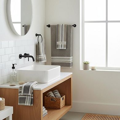 Bathroom Towel Set 100% Cotton Highly Absorbent Yarn-dyed Low-linting Fade-resistant 3 Piece