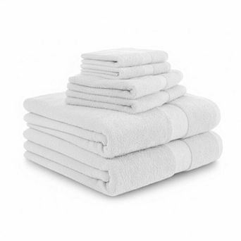 6 pc Cotton Towel Set Quick Dry Super Absorbent Soft Ringspun 2 Bath 2 Hand 2 Wash Cloths