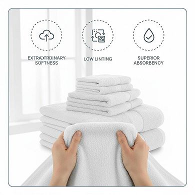 6-Piece Cotton Towel Set Quick Dry Super Absorbent Soft Ringspun 2 Bath 2 Hand 2 Wash Cloths