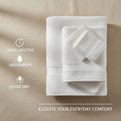 6-Piece Cotton Towel Set Quick Dry Super Absorbent Soft Ringspun 2 Bath 2 Hand 2 Wash Cloths