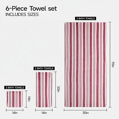 Ultra Soft Microfiber Bath Towel Set 6-Piece Highly Absorbent Quick Dry for Bathroom Spa Gym