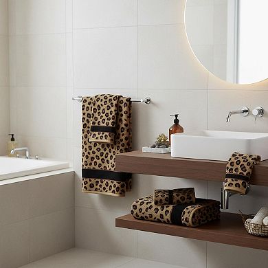 6 Piece Leopard Safari Jacquard Towel Set (2 Bath,2 Hand,2 Washcloth) Soft Absorbent Decorative