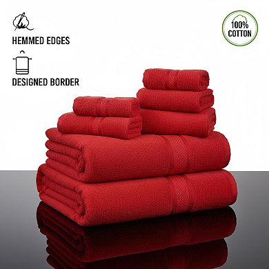 8-Piece Cotton Towel Set Bath Hand Wash Cloths Highly Absorbent Quick Dry Plush Soft Durable