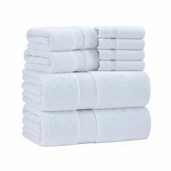 Luxury 8 pc Cotton Bath Towel Set Highly Absorbent Soft Quick Dry
