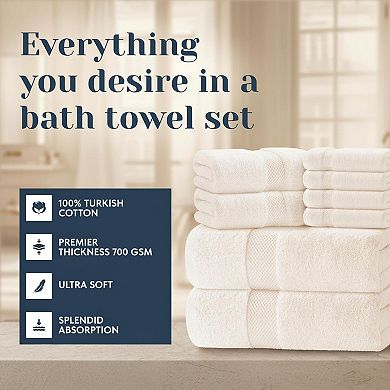 Luxury 8-Piece Cotton Bath Towel Set Highly Absorbent Soft Quick Dry