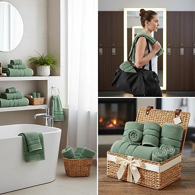 Luxury Towels Set 8-Piece 600 GSM Cotton Ring Spun Viscose Border