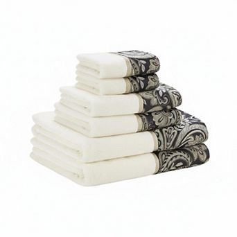 Cotton Bath Towel Set 6 pc Highly Absorbent Quick Dry Jacquard Paisley 550gsm Machine Washable