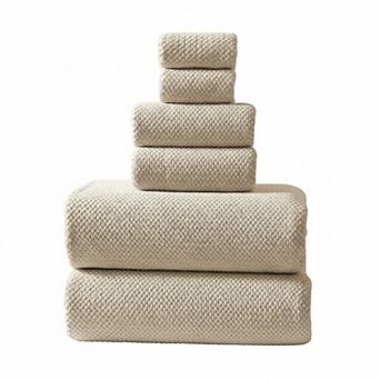 6 pc Bath Towel Set Ultra-fiber Coral Fleece Super Absorbent No Lint Fading Multi-Scene