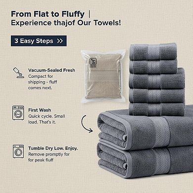 Cotton Bath Towel Set 24 Piece Soft Absorbent Durable Ring Spun Cotton