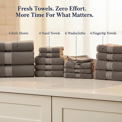 Cotton Bath Towel Set 24 Piece Soft Absorbent Durable Ring Spun Cotton