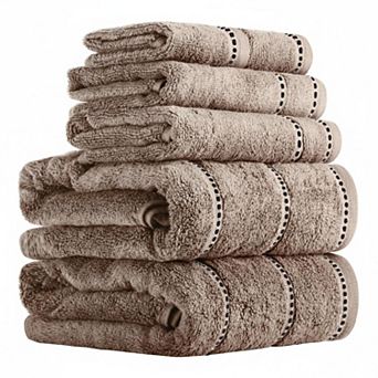 6 pc Cotton Bath Towel Set 525gsm Soft Absorbent Quick Drying Machine Washable