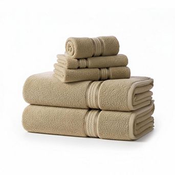 Ultra Soft 6 pc Towel Set Luxurious Ringspun Heavy Weight Absorbent Rayon Trim