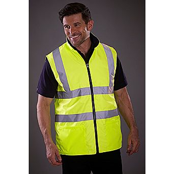 Yoko Mens Workwear Hi-Vis Reversible Fleece Vest / Jacket
