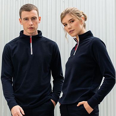 Finden & Hales Mens 1/4 Zip Long Sleeve Piped Fleece Top