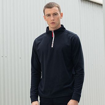 Finden & Hales Mens 1/4 Zip Long Sleeve Piped Fleece Top