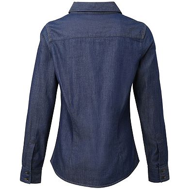 Premier Womens/Ladies Jeans Stitch Long Sleeve Denim Shirt