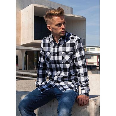 Build Your Brand Mens Checked Flannel Shirt