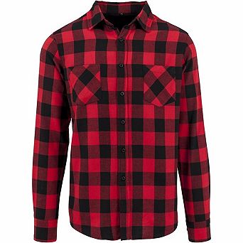 Build Your Brand Mens Checked Flannel Shirt