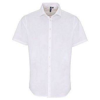 Premier Mens Poplin Stretch Short-Sleeved Shirt