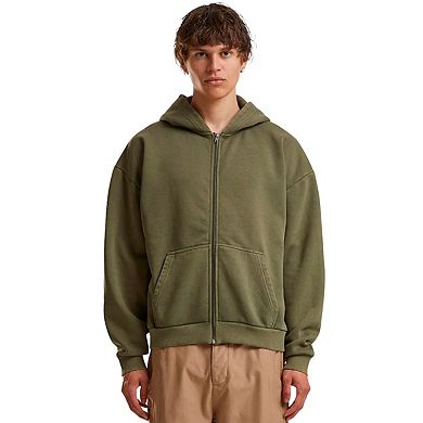Build Your Brand Mens Vintage Heavy Full Zip Hoodie