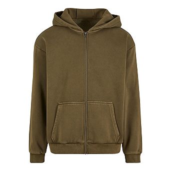 Build Your Brand Mens Vintage Heavy Full Zip Hoodie