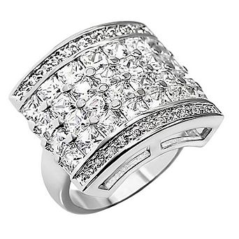 Alamode 925 Sterling Silver Cubic Zirconia Hemisphere Ring