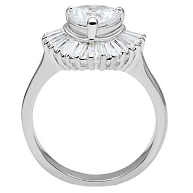 Alamode 925 Sterling Silver Cubic Zirconia Heart Ring