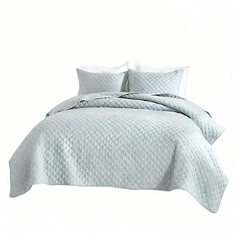 Lightweight Bed Cover 3 pc Set, Cloud Pattern, Microfiber, Summer