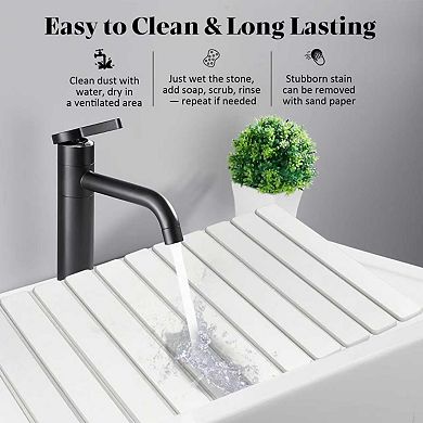 Stone Dish Drying Mat Diatomaceous Earth 28"x16" Collapsible Absorbent Quick Dry