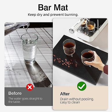 4 bar mats, 18x12 inches, rubber silicone, dry coffee non-slip, for bartending, home, restaurant