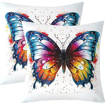Ombre Butterfly Throw Pillow Covers Set, Watercolor Gradient Print