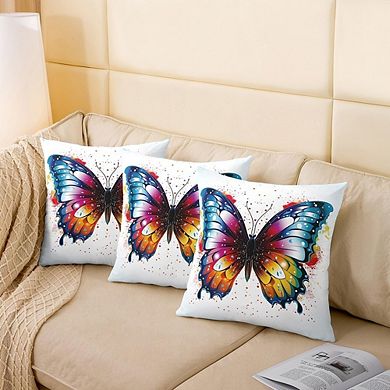 Ombre Butterfly Throw Pillow Covers Set, Watercolor Gradient Print