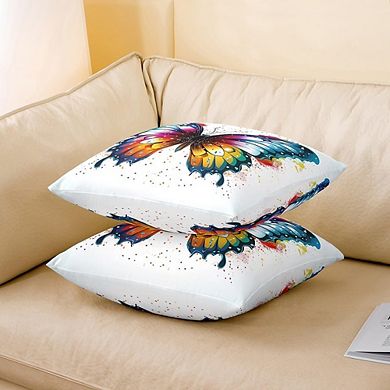 Ombre Butterfly Throw Pillow Covers Set, Watercolor Gradient Print
