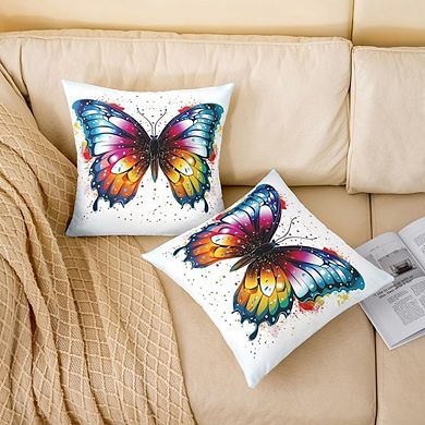 Ombre Butterfly Throw Pillow Covers Set, Watercolor Gradient Print