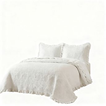 3 pc ruffled plaid duvet cover King size bedspread