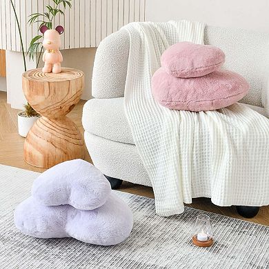 Heart Pillow Faux Rabbit Fur Decorative Throw Cushion 12.9" x 9.8"