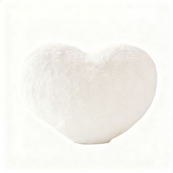 Heart Pillow Faux Rabbit Fur Decorative Throw Cushion 12.9" x 9.8"