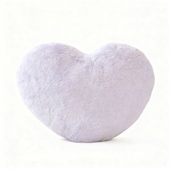Heart Pillow Faux Rabbit Fur Decorative Throw Cushion 12.9" x 9.8"