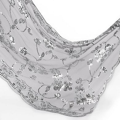 Sequin Floral Evening Shawl Sparkly Sheer Mesh Wedding Party Wrap