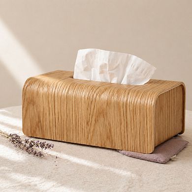 FSC Certified Real Wood Veneer Tissue Box Cover Scandinavian Design Decorative Holder
