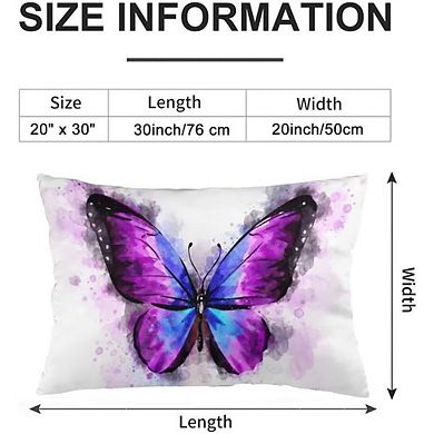 Butterfly Watercolor Pillowcases Set, Lumbar Cushion Covers with Zipper
