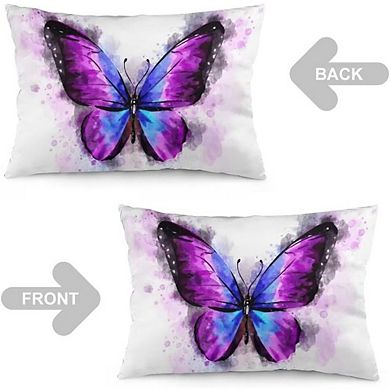 Butterfly Watercolor Pillowcases Set, Lumbar Cushion Covers with Zipper