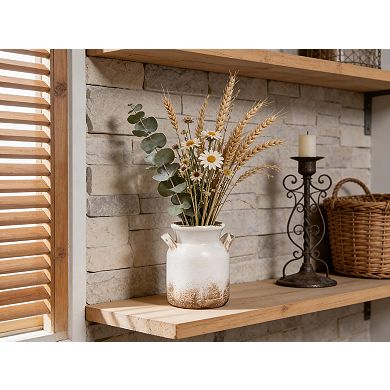 Ceramic Rustic Farmhouse Vase Distressed Boho Home Decor Centerpiece