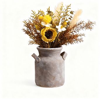 Ceramic Rustic Farmhouse Vase Distressed Boho Home Decor Centerpiece