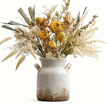 Ceramic Rustic Farmhouse Vase Distressed Boho Home Decor Centerpiece