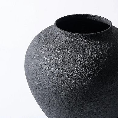 Large Round Vase Pottery Look Rustic Iron Farmhouse Centerpiece